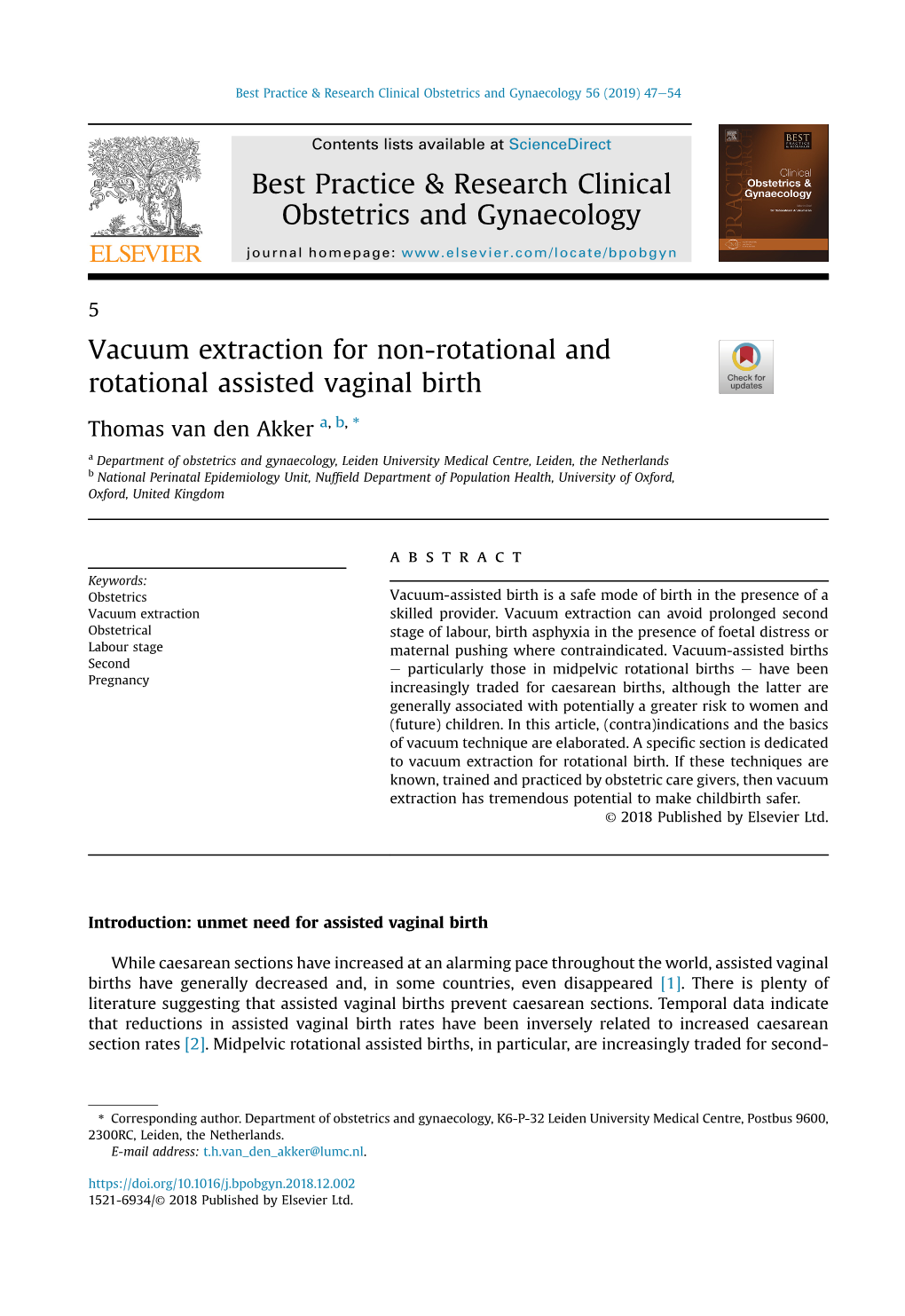 Vacuum Extraction for Non-Rotational and Rotational Assisted Vaginal Birth