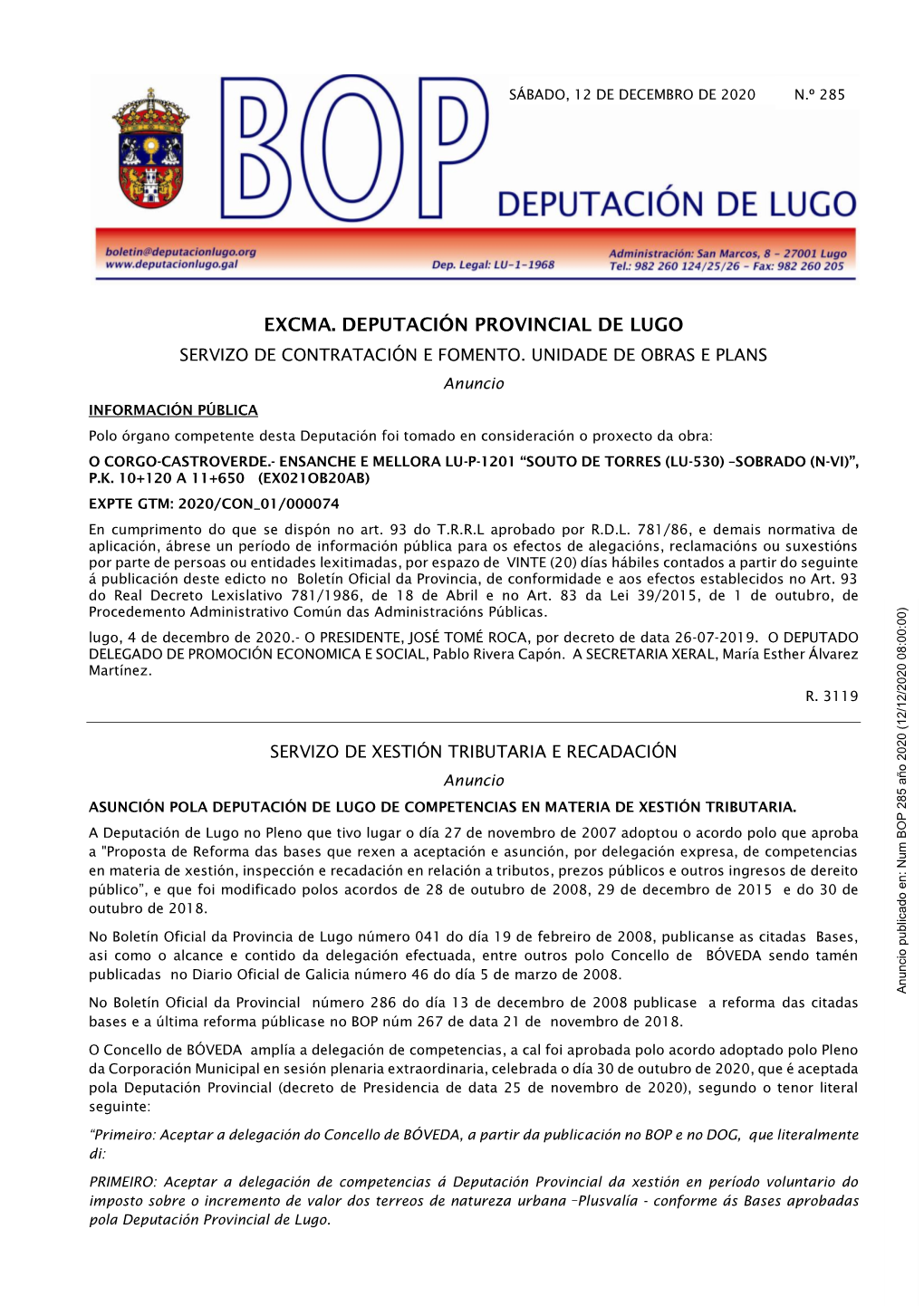 Excma. Deputación Provincial De Lugo Servizo De Contratación E Fomento