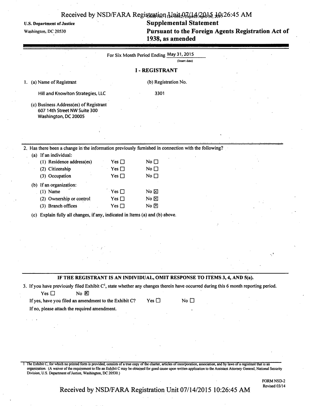 Received by NSD/FARA Re&Mtoni\M$34M%M, ^26:45 AM