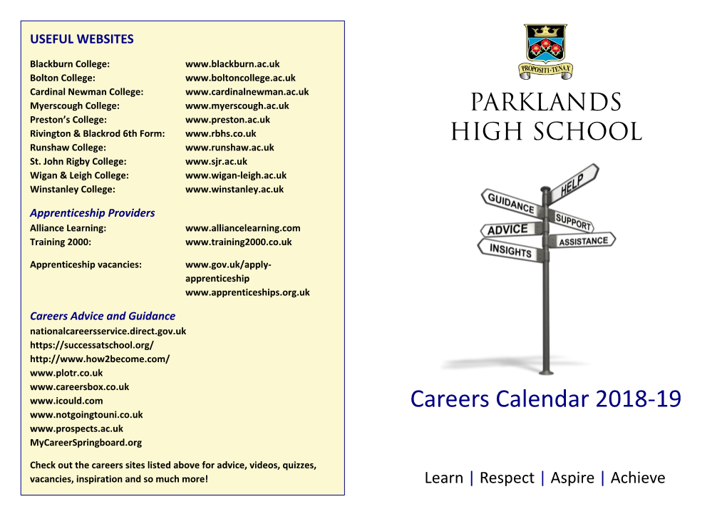 Careers Calendar 2018-19 Mycareerspringboard.Org