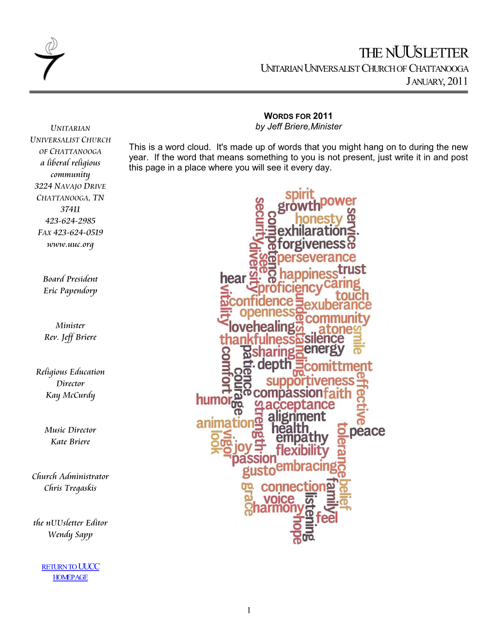 Unitarian Universalist Church of Chattanooga January, 2011