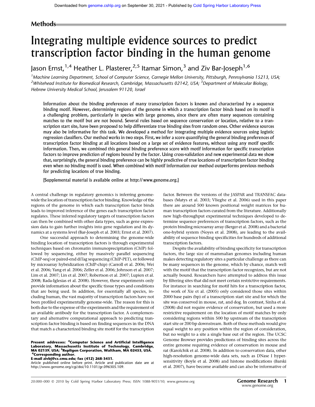 Integrating Multiple Evidence Sources to Predict Transcription Factor Binding in the Human Genome