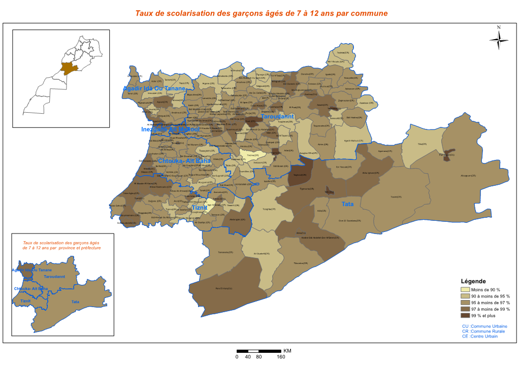 Taux De Scolarisation Des Garçons Âgés De 7 À 12 Ans Par Commune Ü Toubkal(CR)