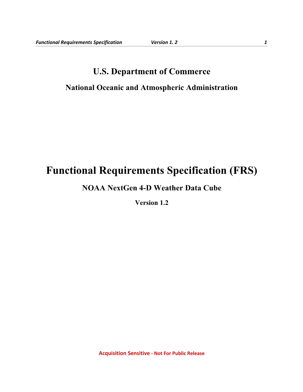 Functional Requirements Specification Version 1. 2 6