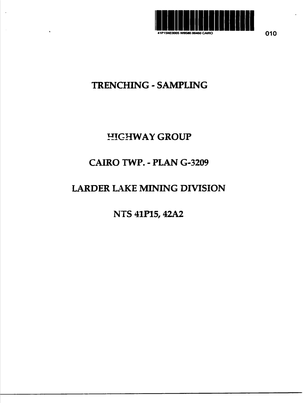 Trenching - Sampling