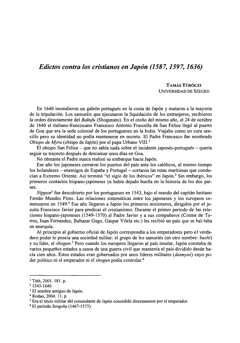 Edictos Contra Los Cristianos En Japón (1587,1597,1636)