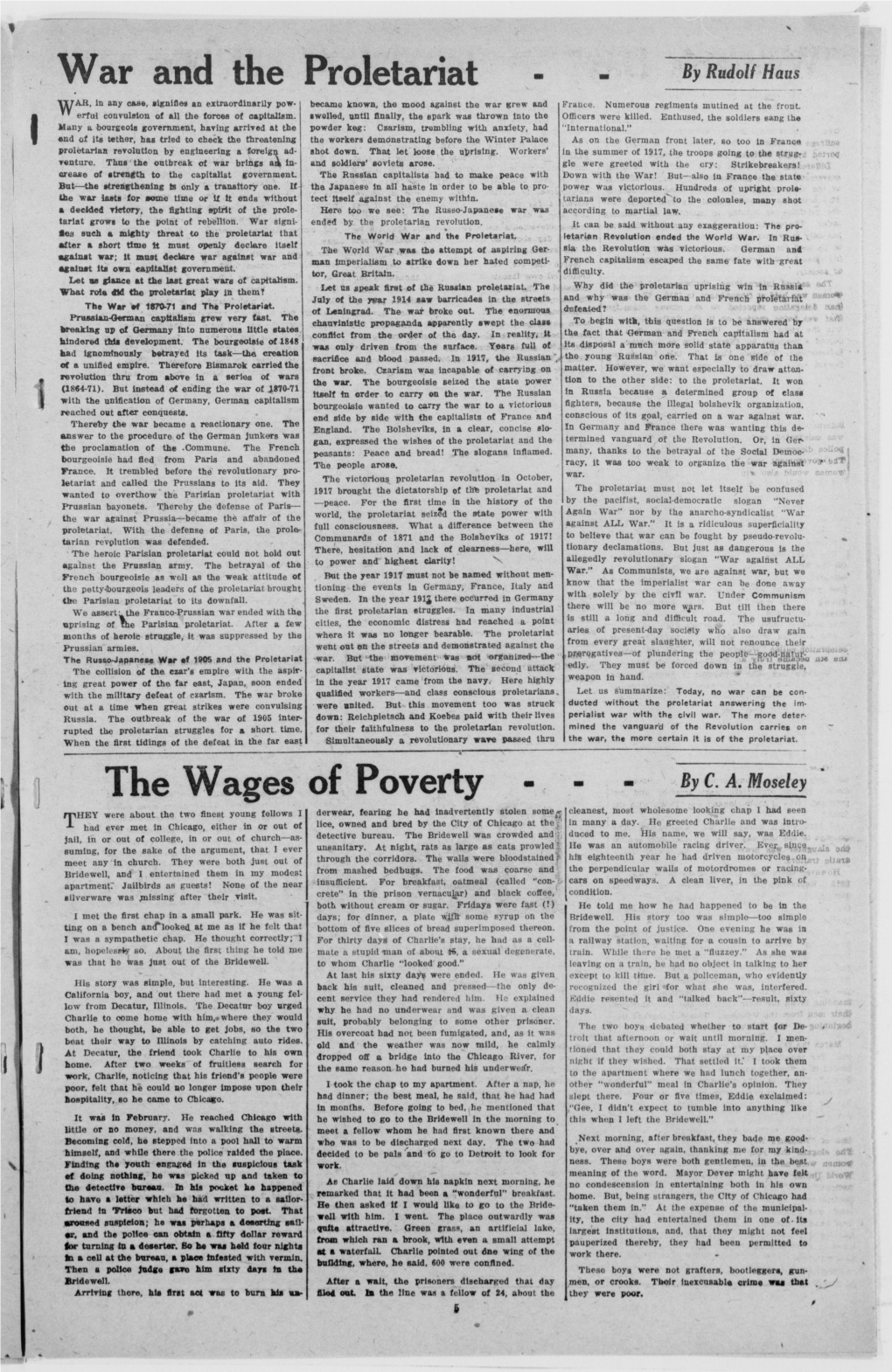 Proletariat - - Adolf Haus TTTAJR, in Any Case, Signifies an Extraordinarily Pow- Became Known, the Mood Against the War Grew and France