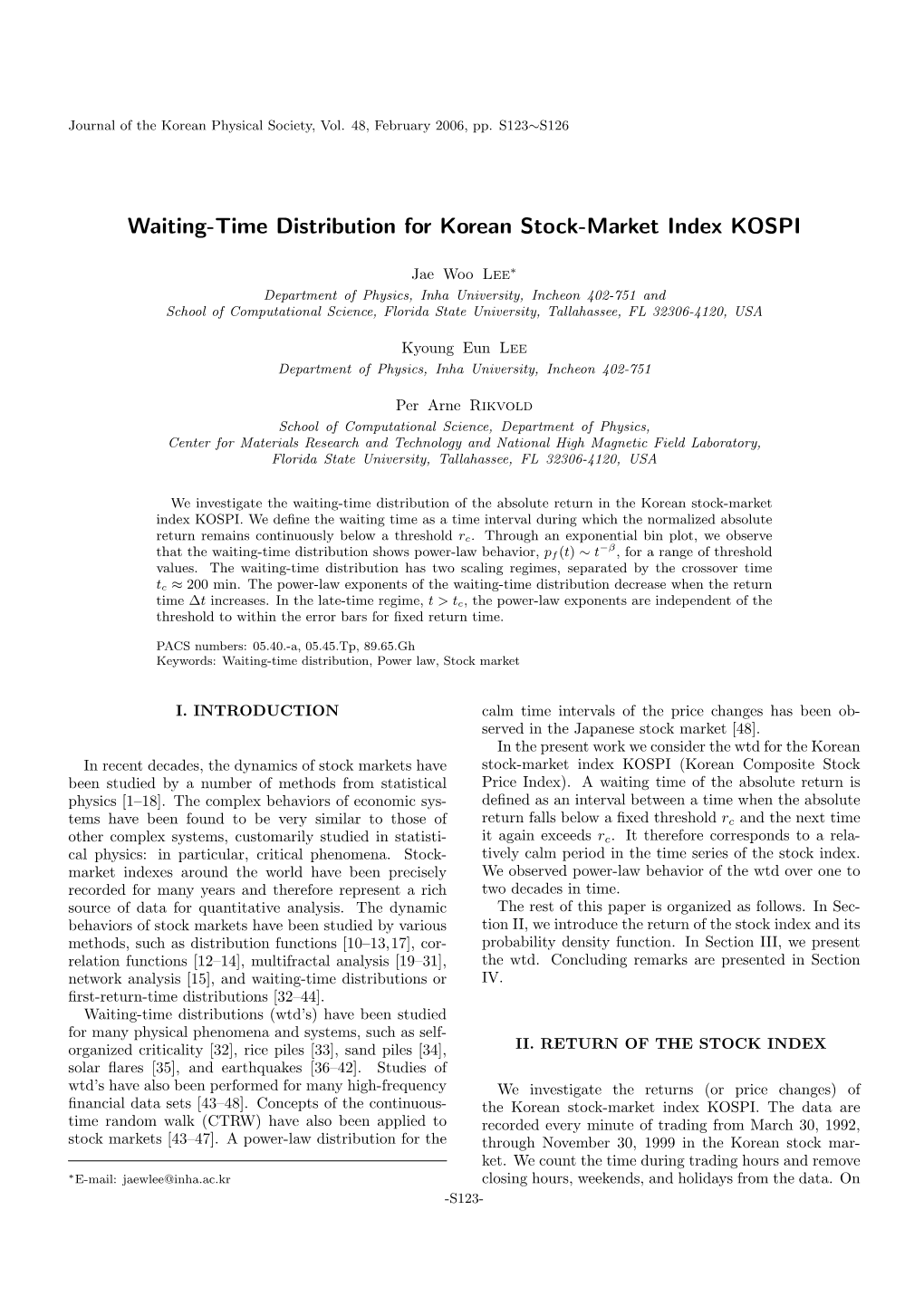 Waiting-Time Distribution for Korean Stock-Market Index KOSPI