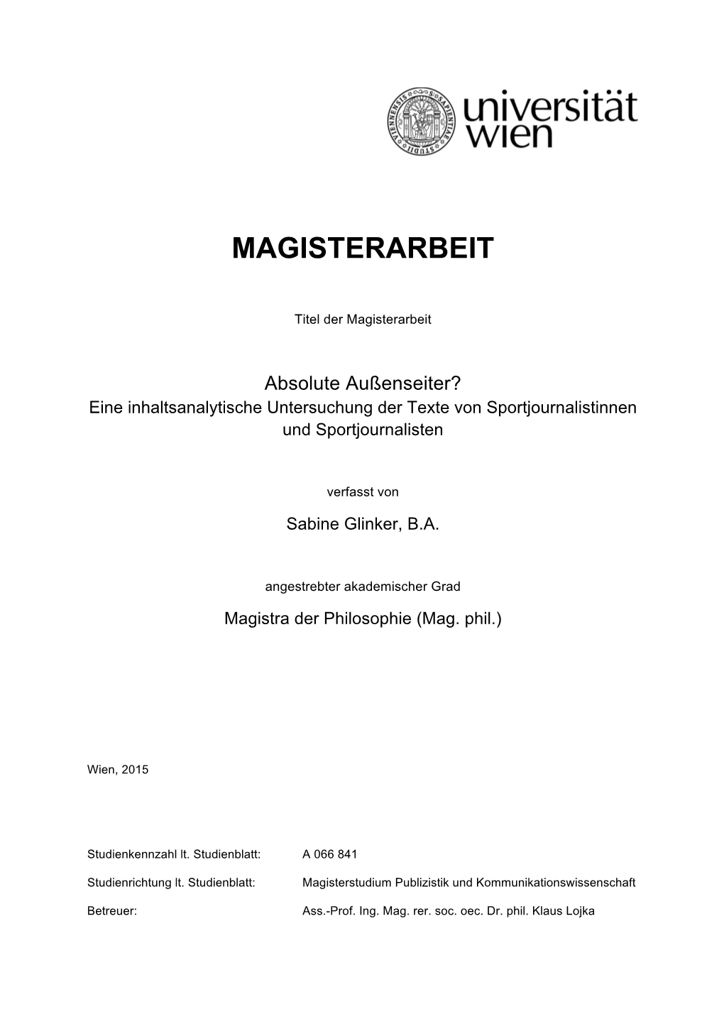 Magisterarbeit