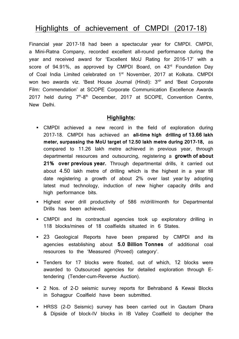 CMPDI Has Achieved a New Record in the Field of Drilling and Drill