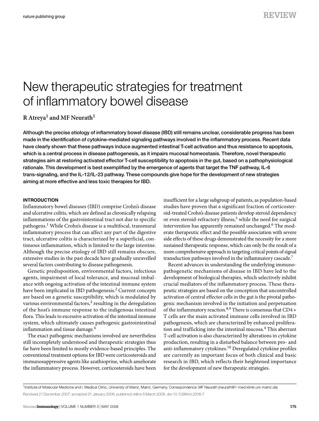 New Therapeutic Strategies for Treatment of Inflammatory Bowel Disease