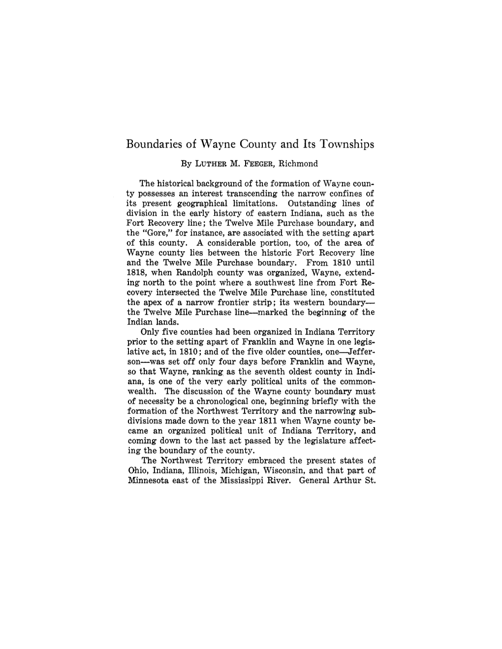 Boundaries of Wayne County and Its Townships by LUTHERM