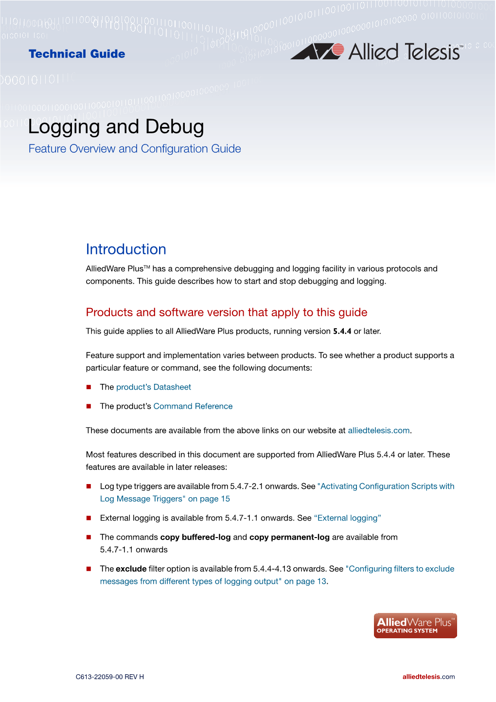 Logging and Debug Feature Overview and Configuration Guide