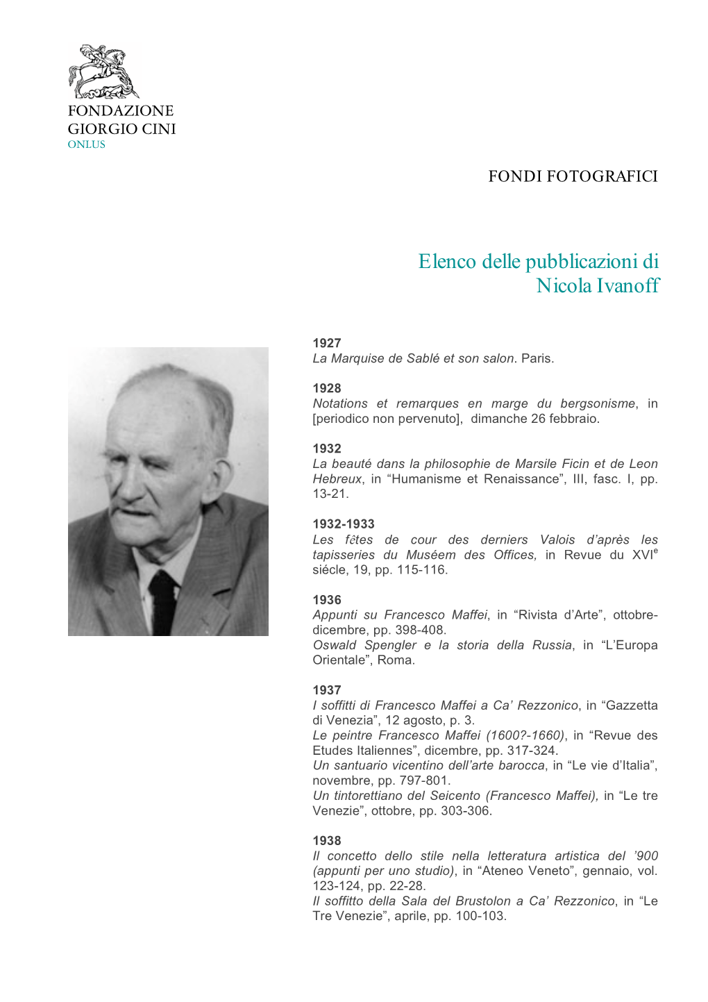 Elenco Delle Pubblicazioni Di Nicola Ivanoff