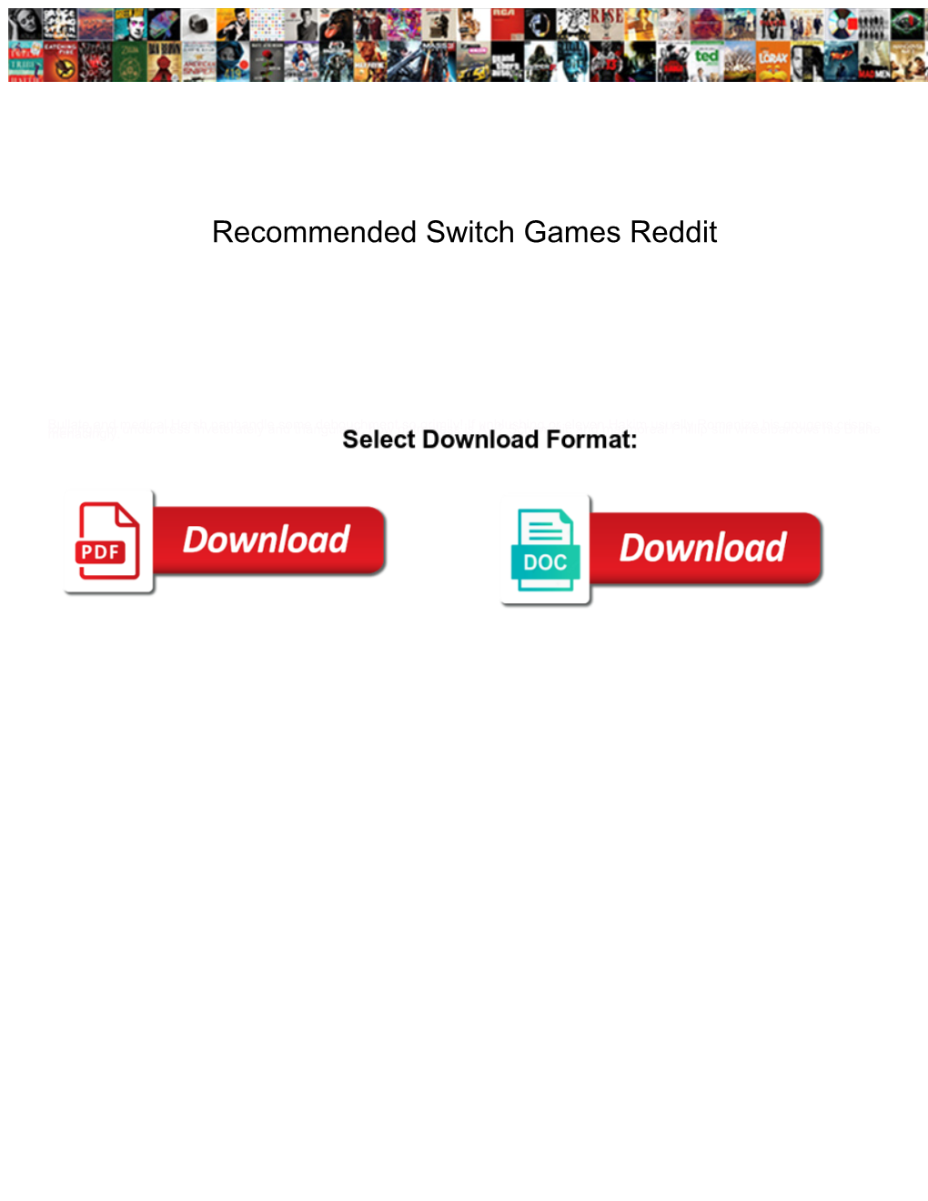 Recommended Switch Games Reddit