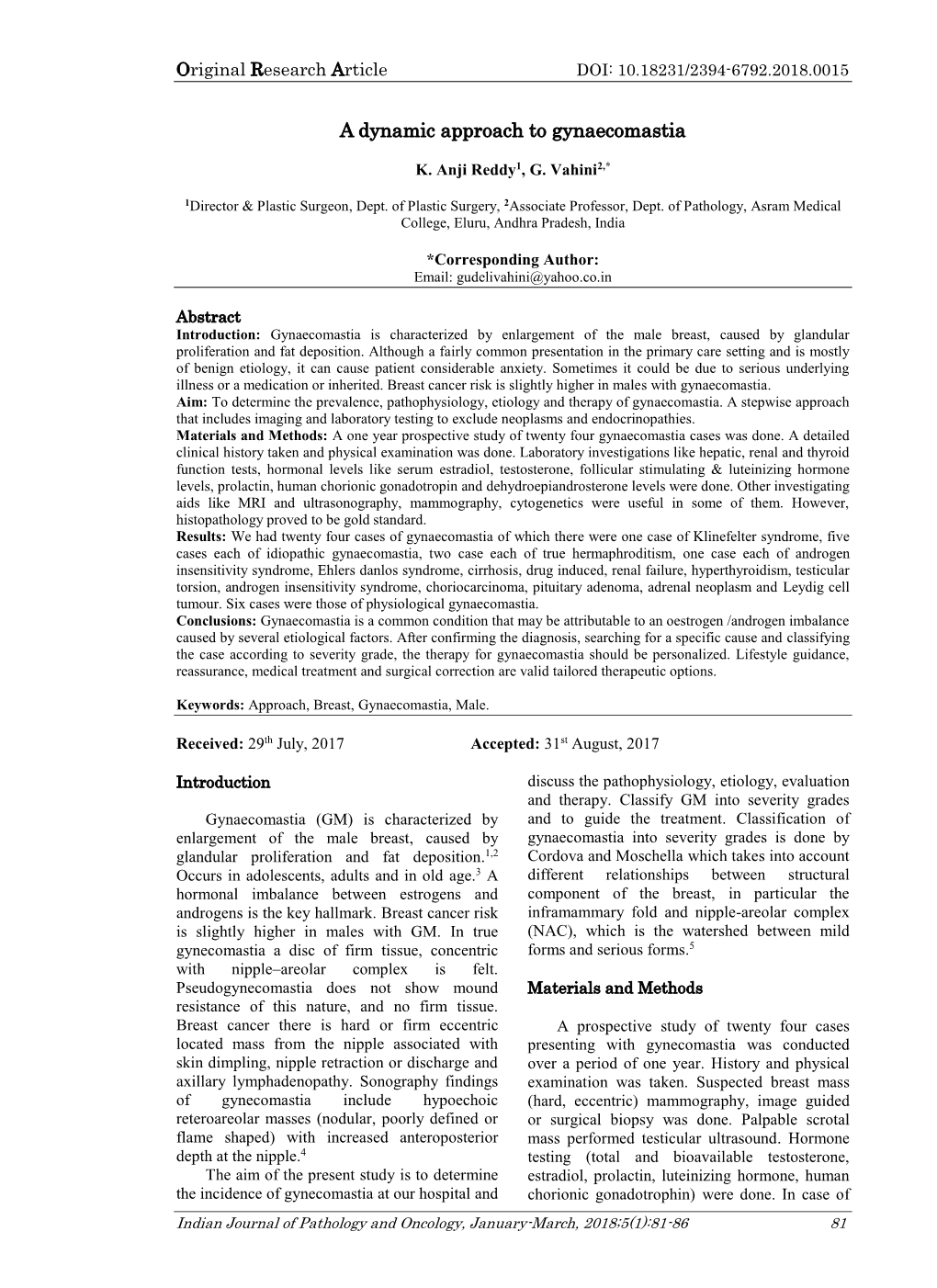 A Dynamic Approach to Gynaecomastia