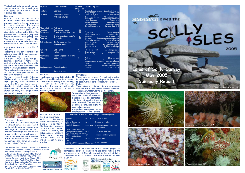 Isles of Scilly Survey Recorded, Including Pink Sea Fans, but None Were Common