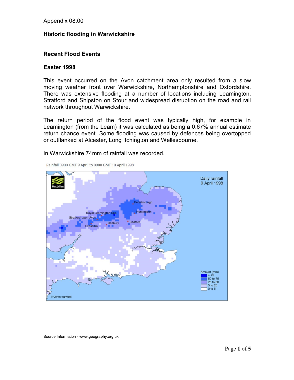 Environment Agency Issued a Red Flood Warning for the River Stour from Tredington to Clifford Chambers