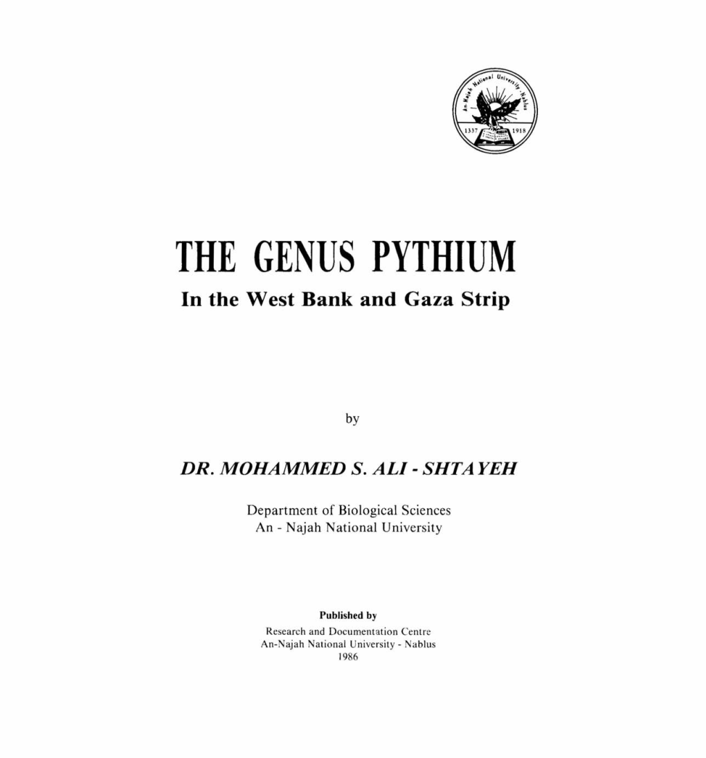 THE GENUS PYTHIUM in the West Bank and Gaza Strip