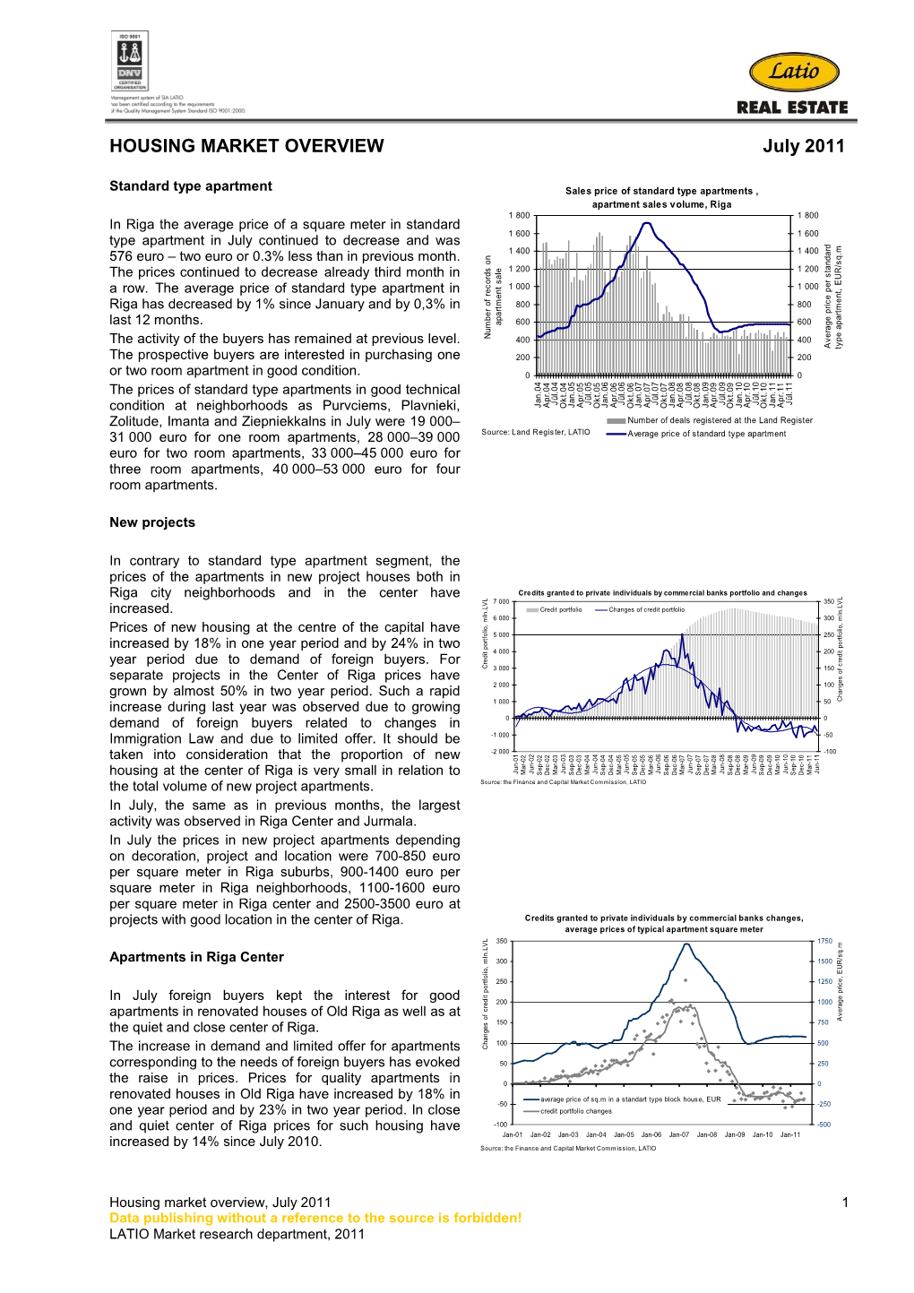 HOUSING MARKET OVERVIEW July 2011