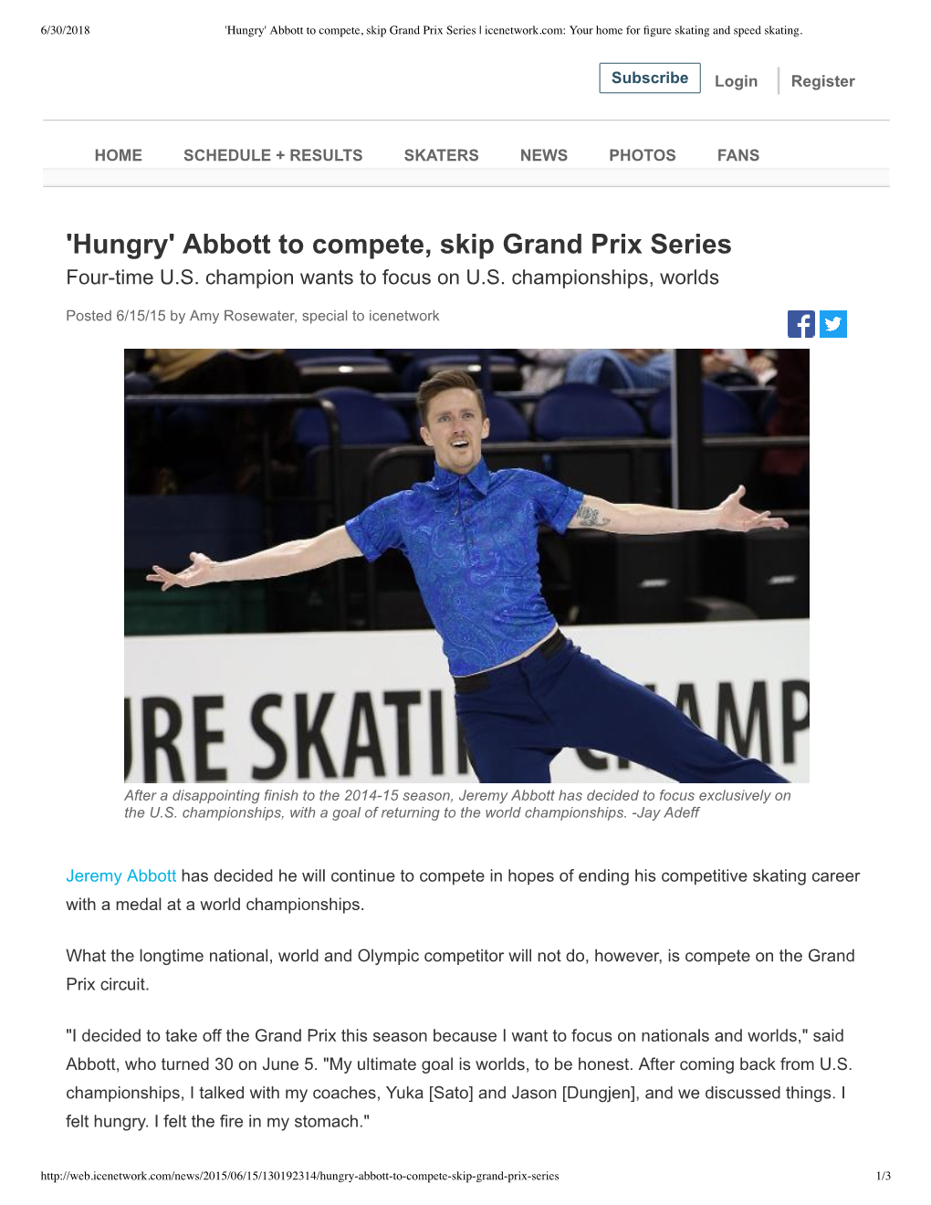 'Hungry' Abbott to Compete, Skip Grand Prix Series | Icenetwork.Com: Your Home for ﬁgure Skating and Speed Skating