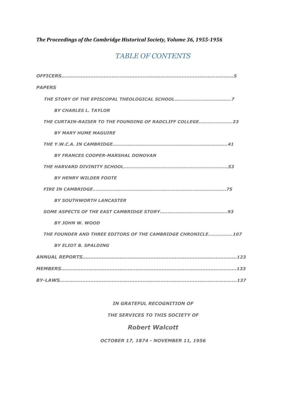 Table of Contents