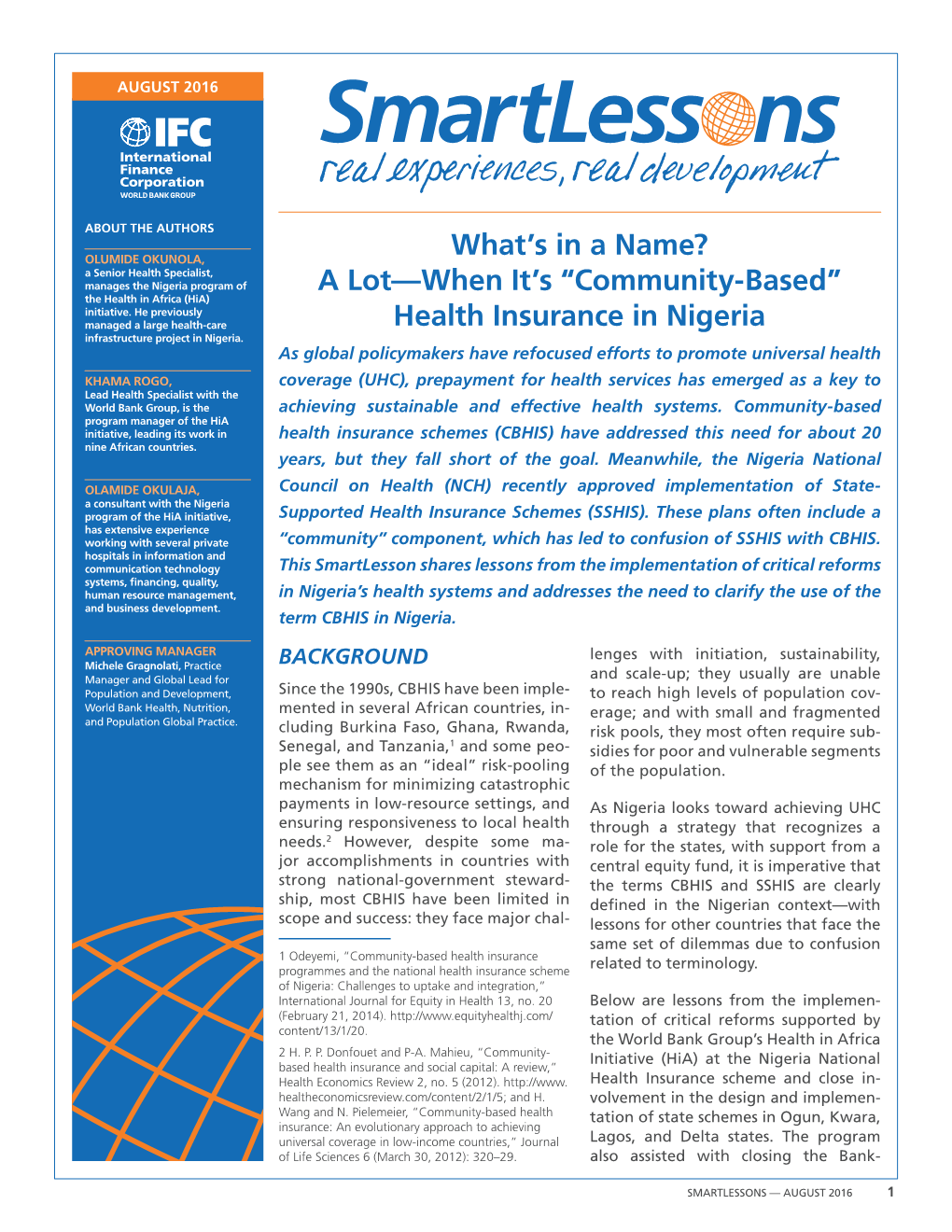 Health Insurance in Nigeria Infrastructure Project in Nigeria