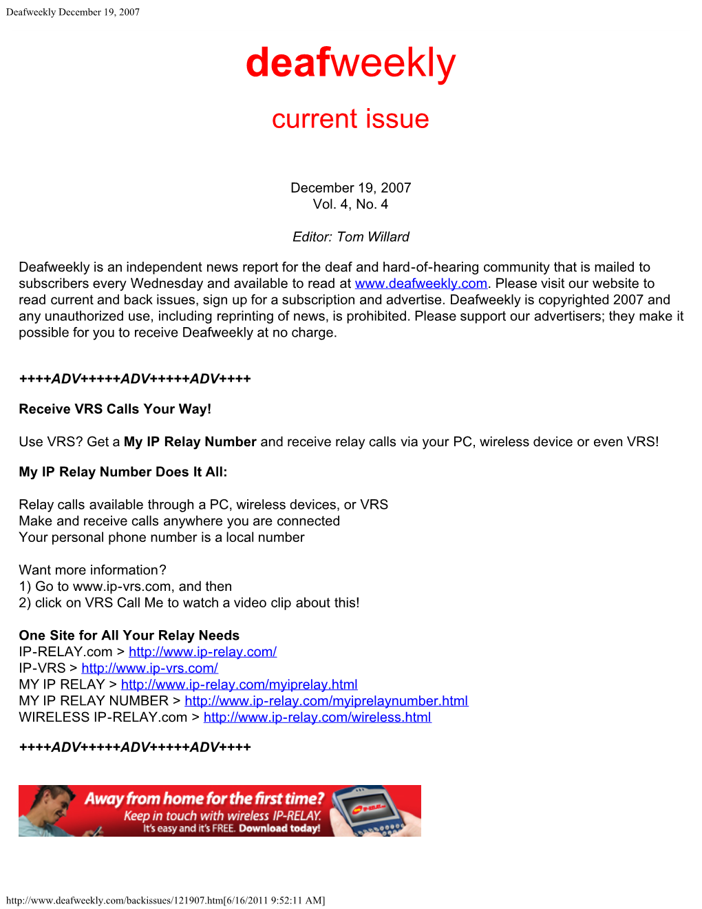 Deafweekly December 19, 2007 Deafweekly Current Issue