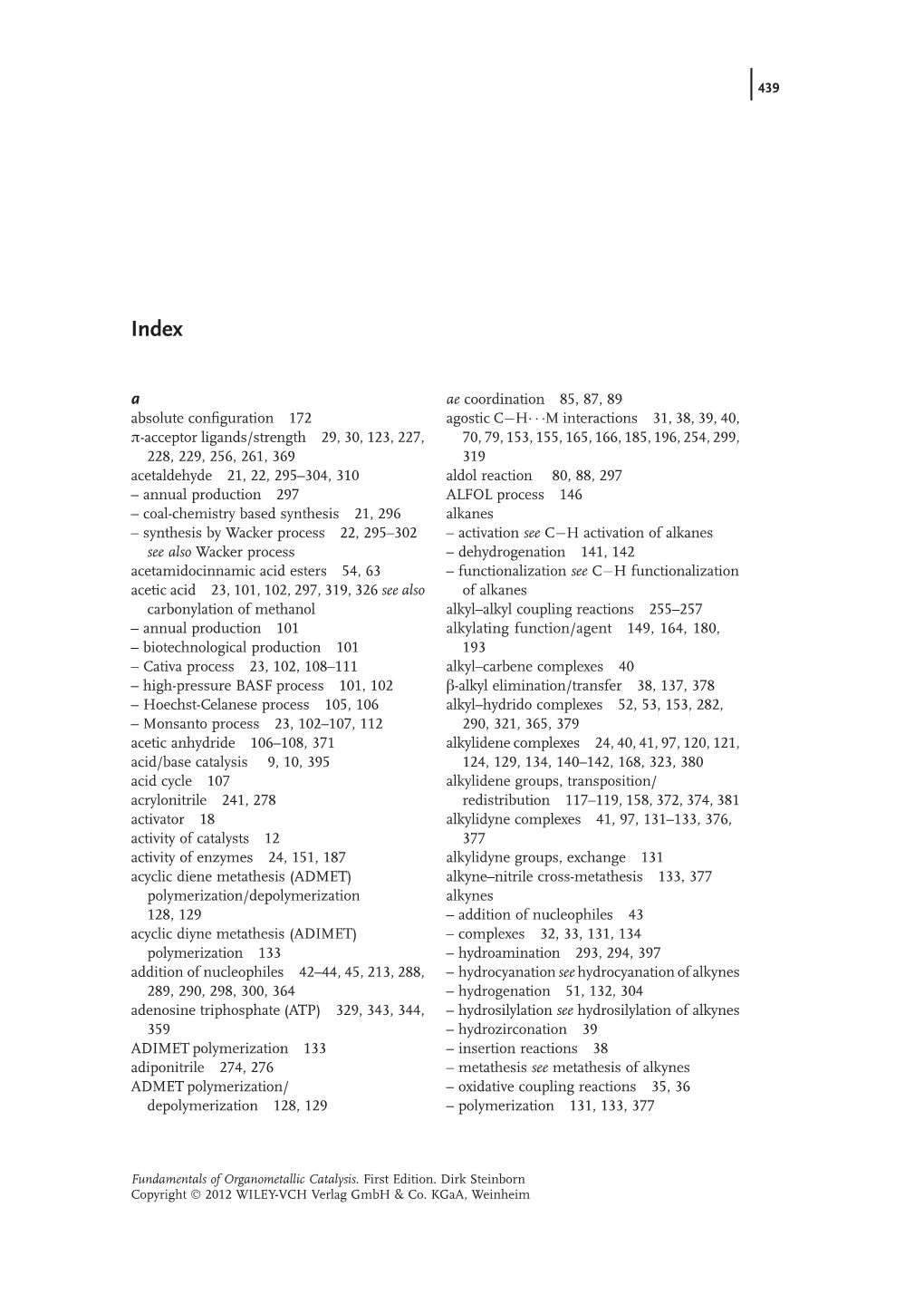 Absolute Configuration 172 Π-Acceptor Ligands/Strength 29, 30