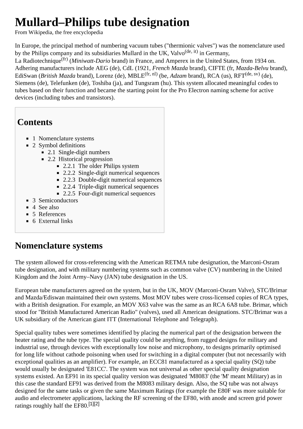 Mullard–Philips Tube Designation from Wikipedia, the Free Encyclopedia