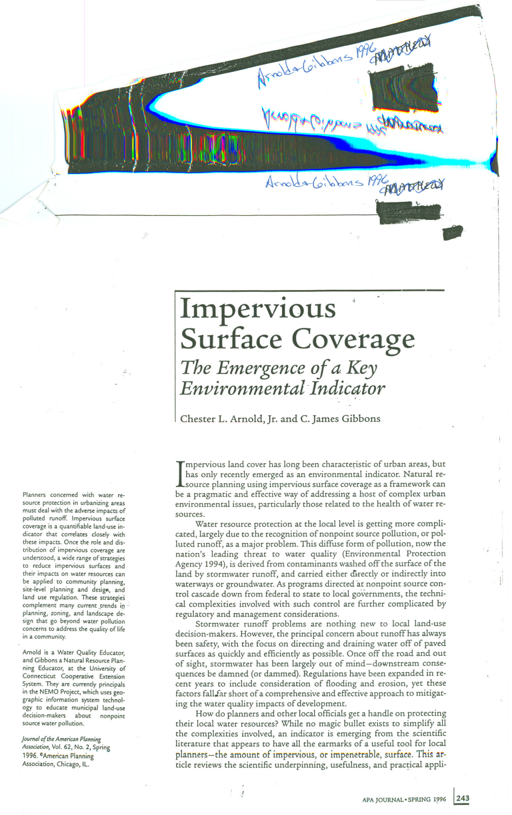 Impervious Surface Coverage the Emergence of a Key Environmental-Indicator