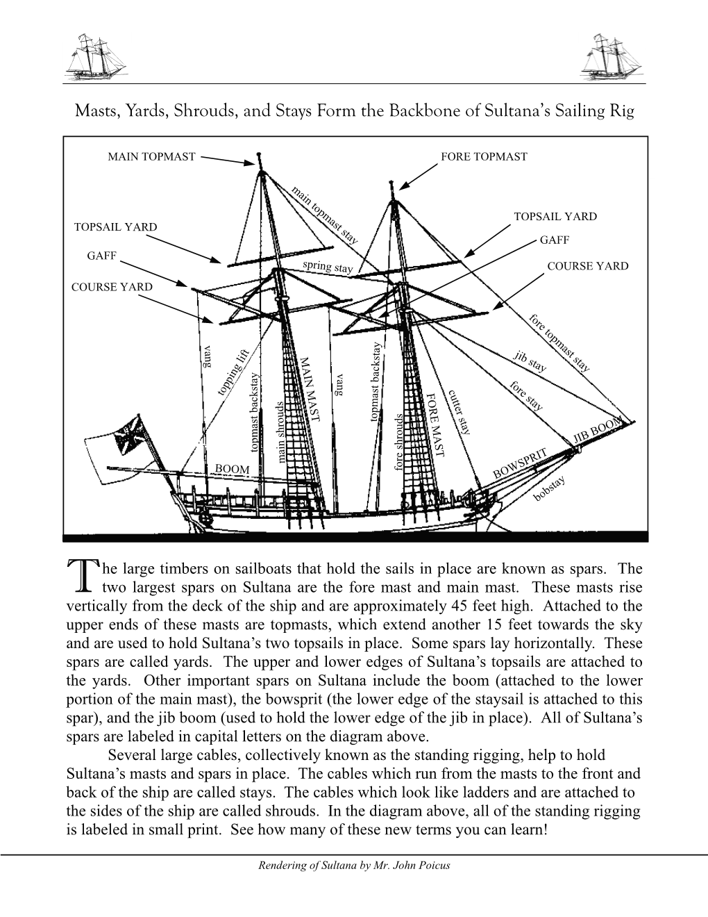 Masts, Yards, Shrouds, and Stays Form the Backbone of Sultana's