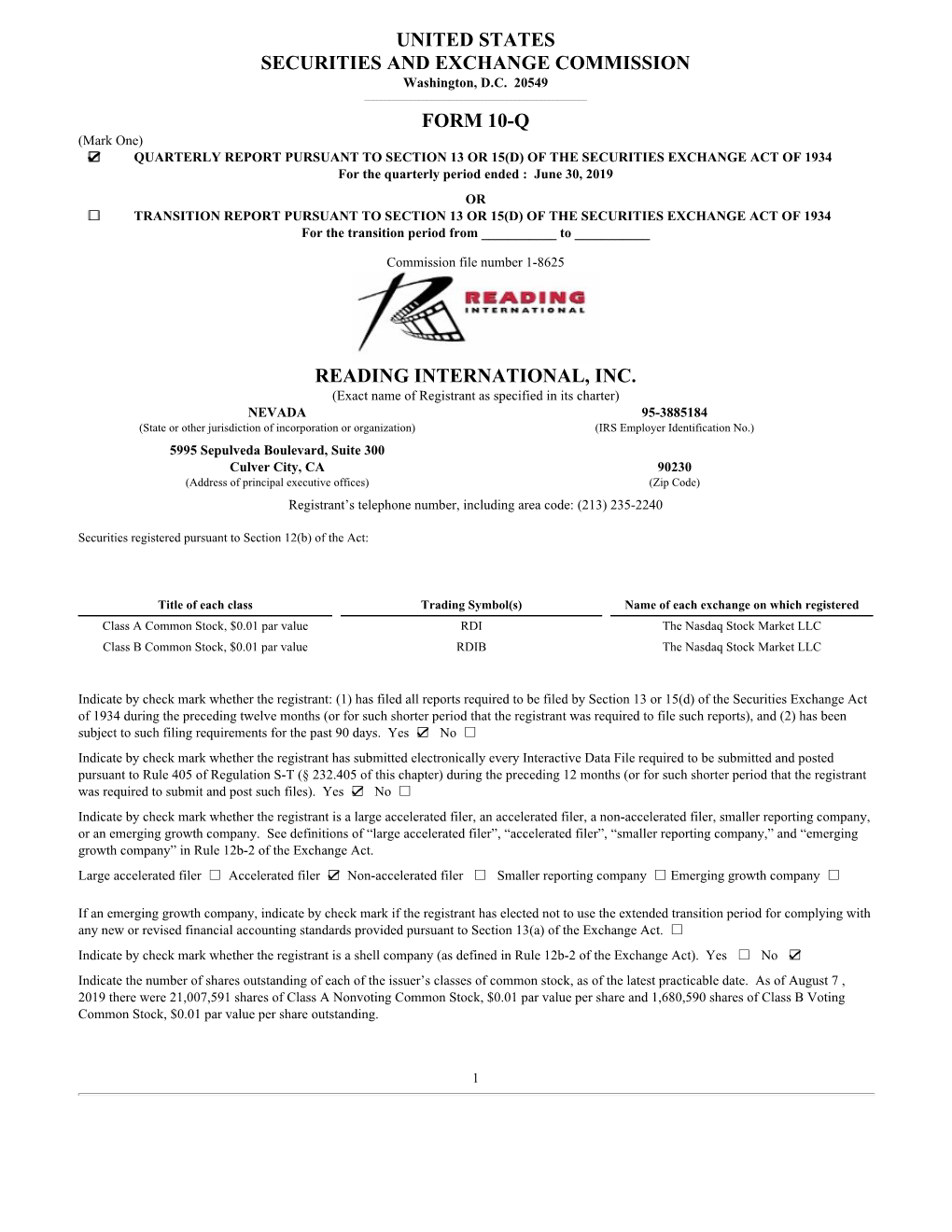 United States Securities and Exchange Commission Form