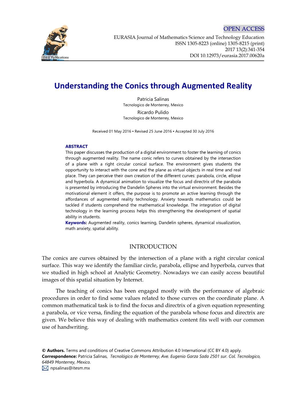 Understanding the Conics Through Augmented Reality