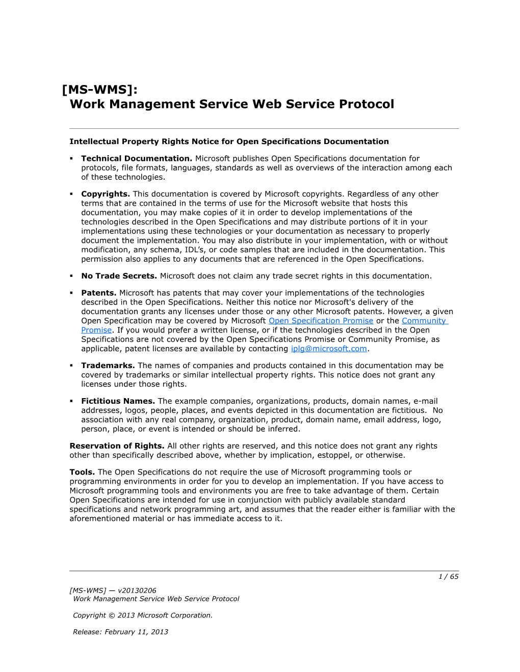 Intellectual Property Rights Notice for Open Specifications Documentation s87