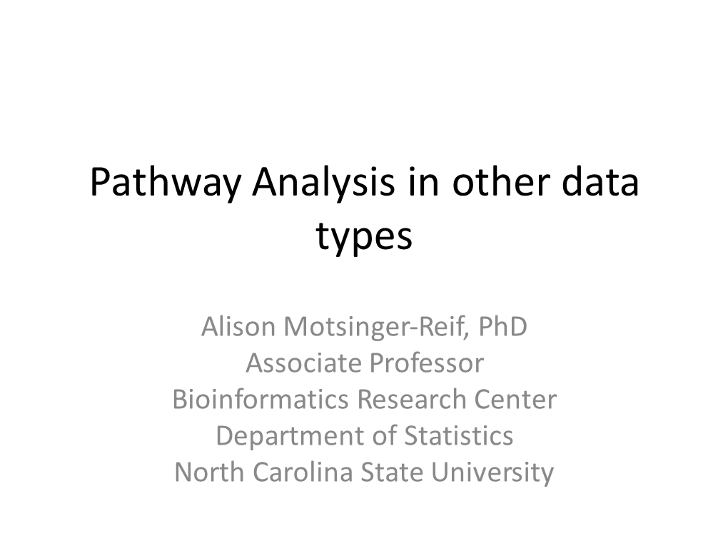 Pathway Analysis in Other Data Types