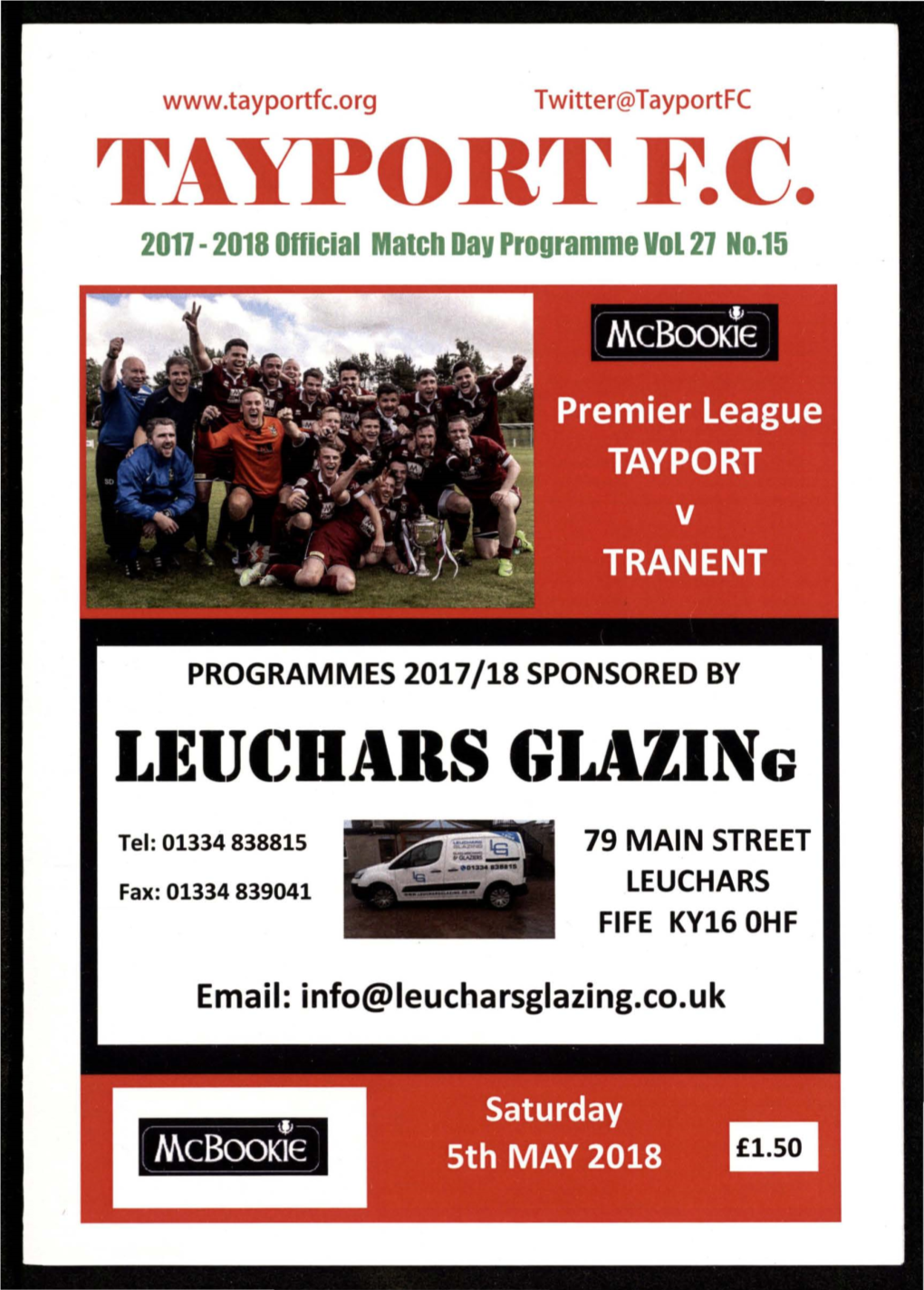 TAYPORT F.C. 2011-2018Official Matchoav Programme Vol 27 No.15