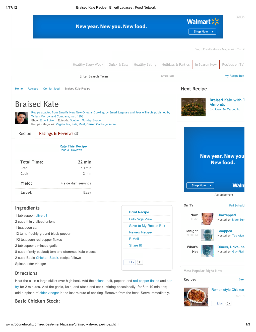 Braised Kale Recipe : Emeril Lagasse : Food Network