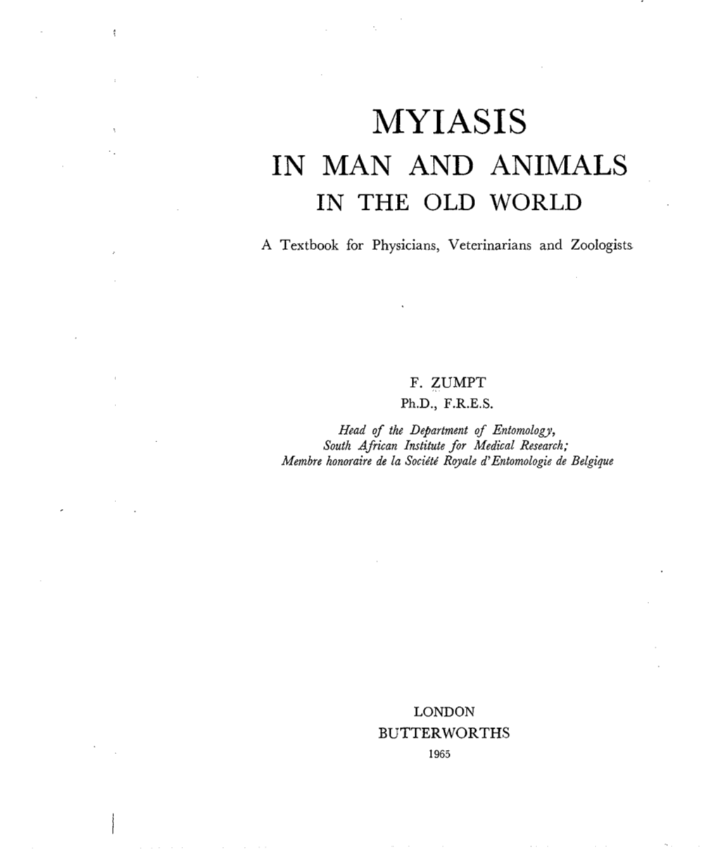 Myiasis in Man and Animals in the Old World