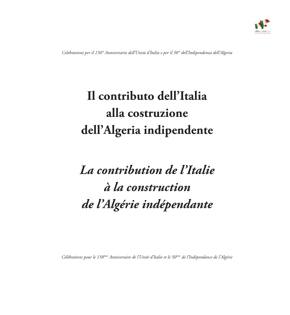 Il Contributo Dell'italia Alla Costruzione Dell'algeria Indipendente La Contribution De L'italie À La Construction De L