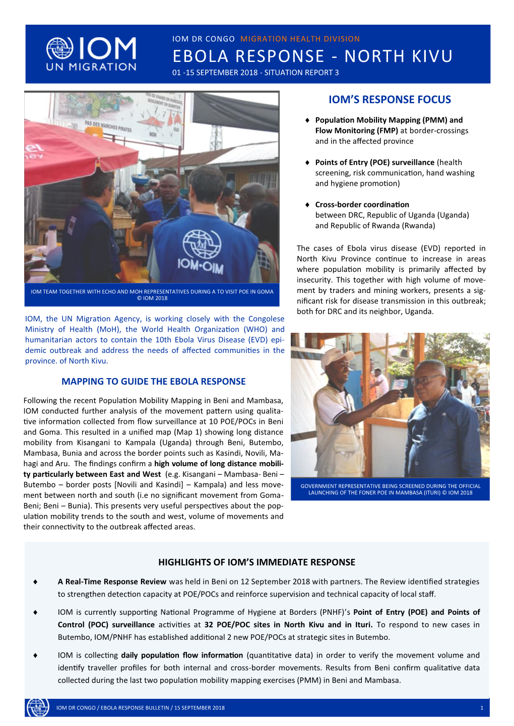 North Kivu 01 -15 September 2018 - Situation Report 3