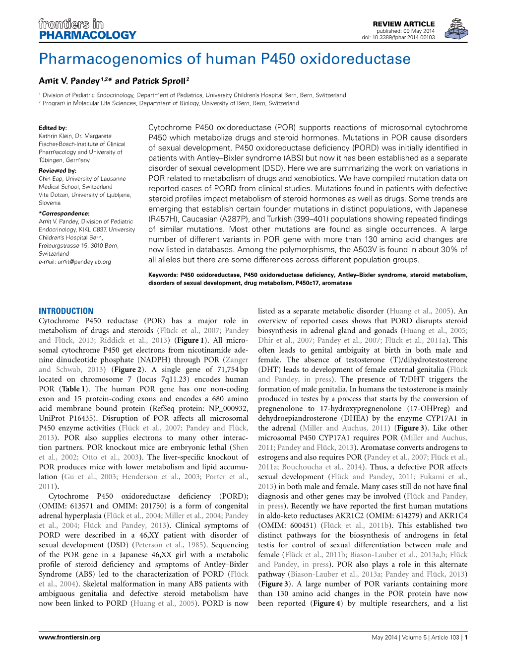 Pharmacogenomics of Human P450 Oxidoreductase