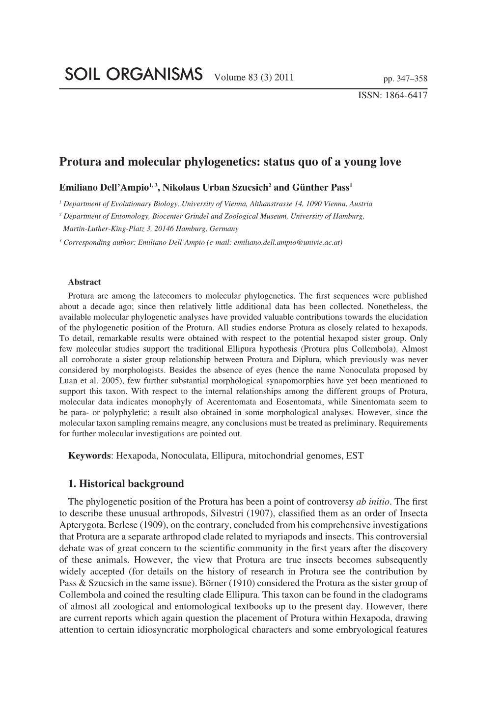 Protura and Molecular Phylogenetics: Status Quo of a Young Love