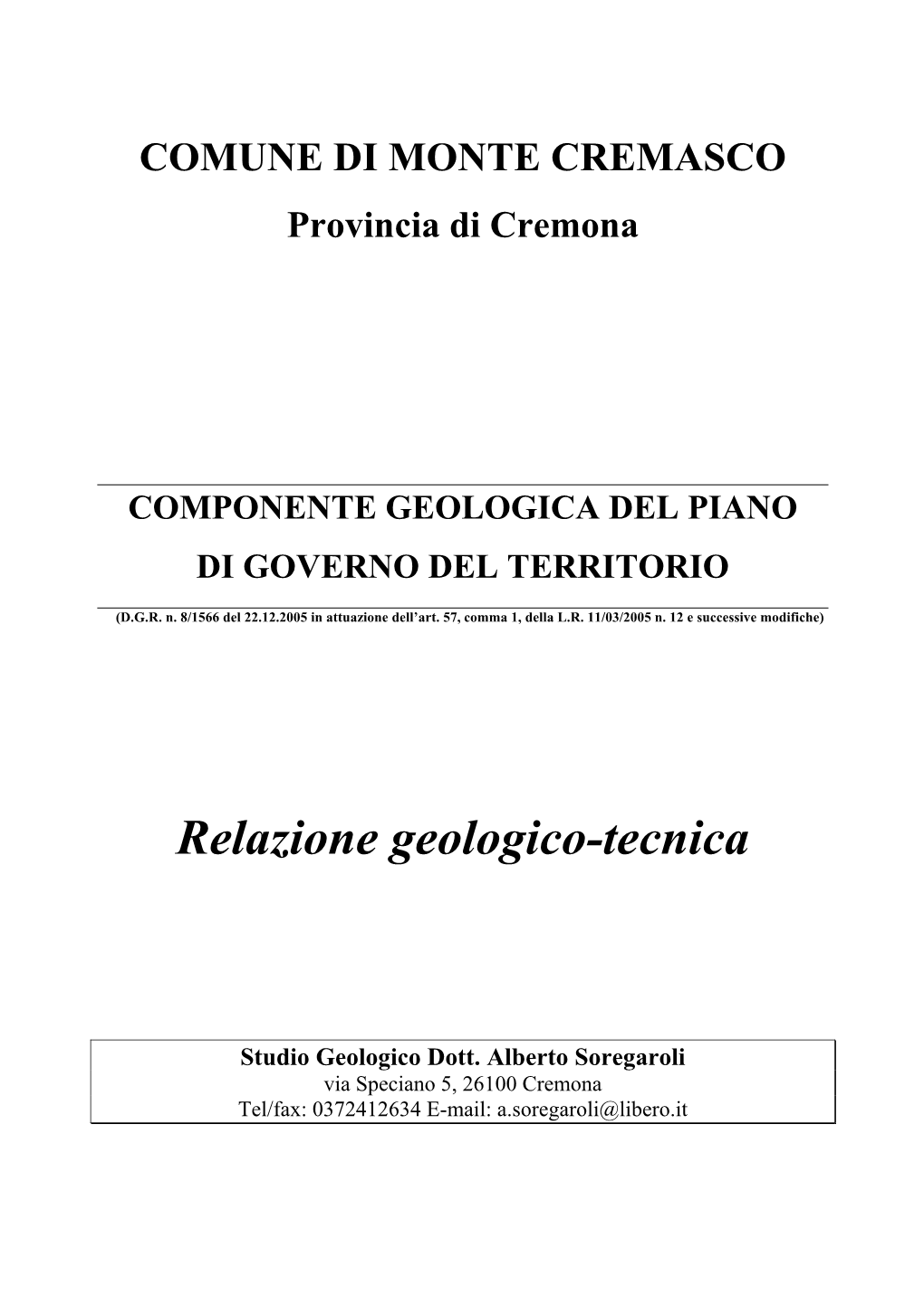 Relazione Geologico-Tecnica