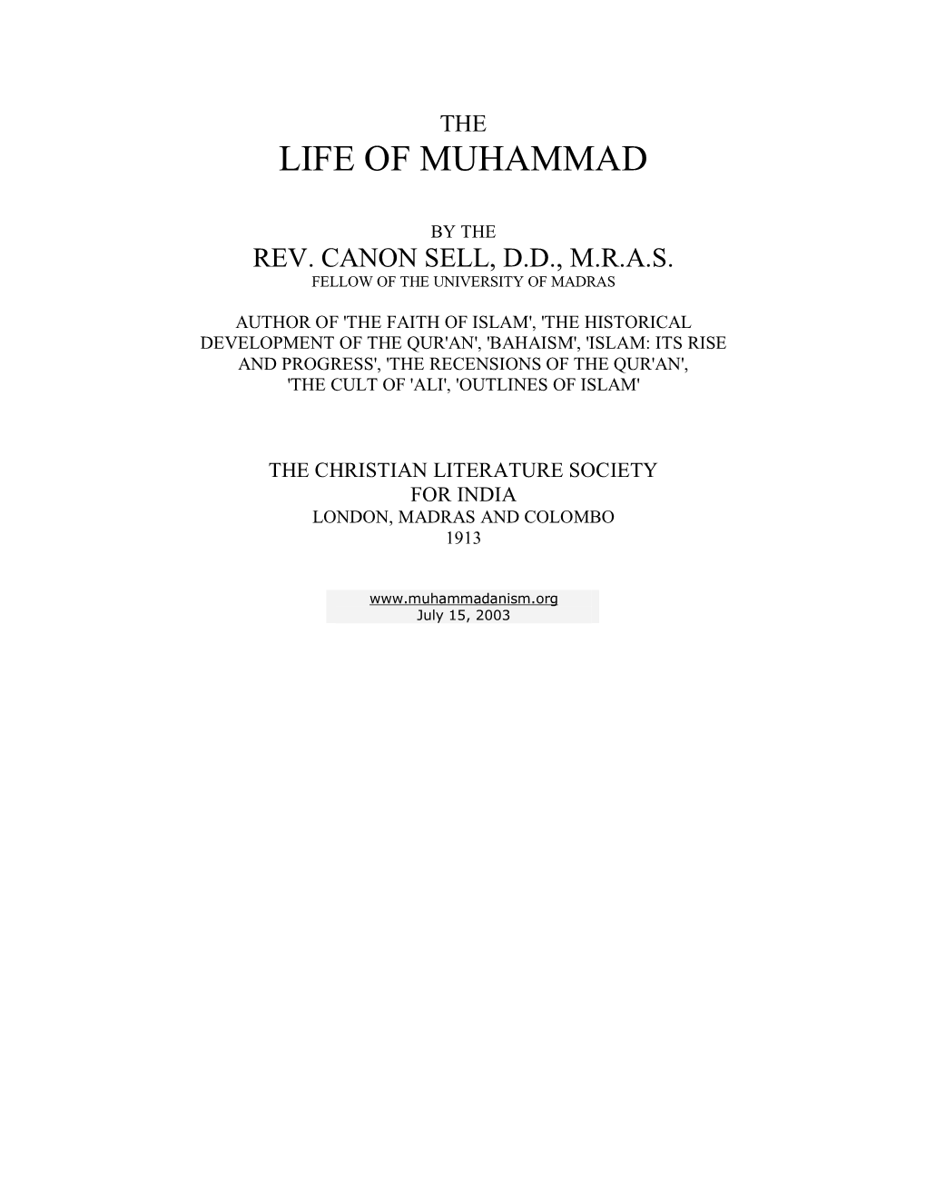 The Life of Muhammad