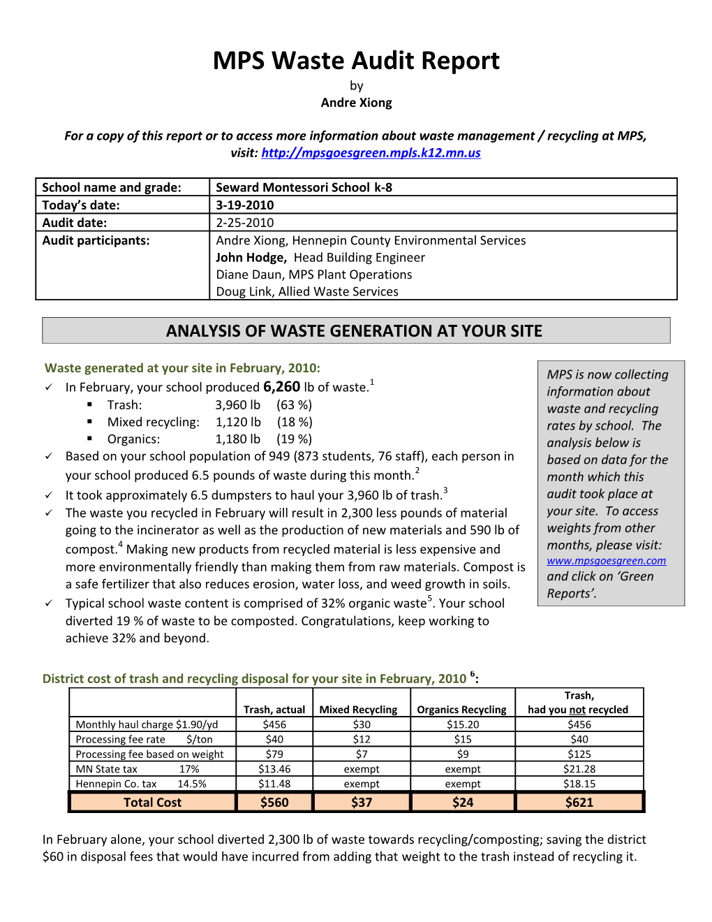 MPS Waste Audit Report