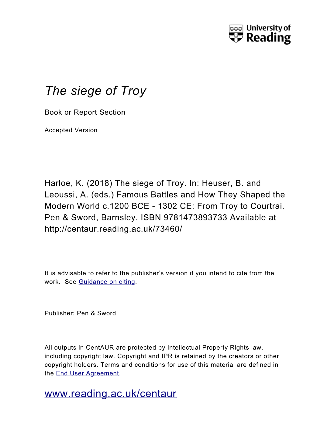 The Siege of Troy