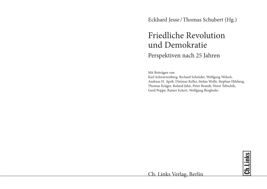 Friedliche Revolution Und Demokratie Perspektiven Nach 25 Jahren