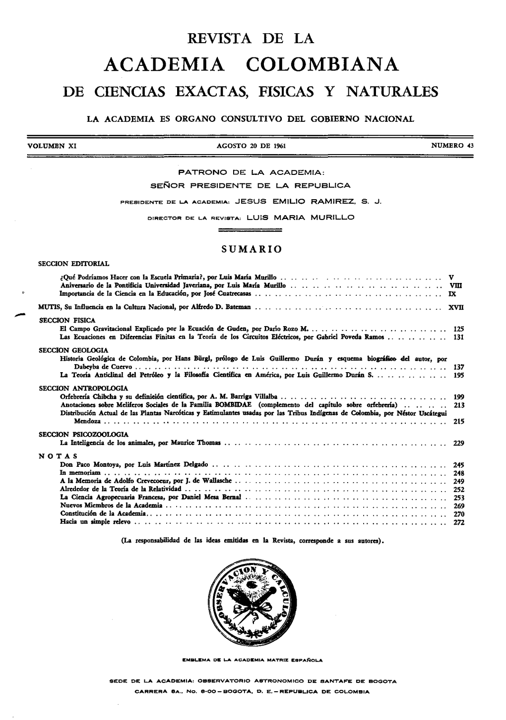 ACADEMIA COLOMBIANA DE CIENCIAS EXACTAS, FISICAS Y NATURALES