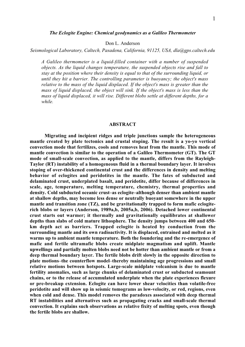 The Eclogite Engine: Chemical Geodynamics As a Galileo Thermometer